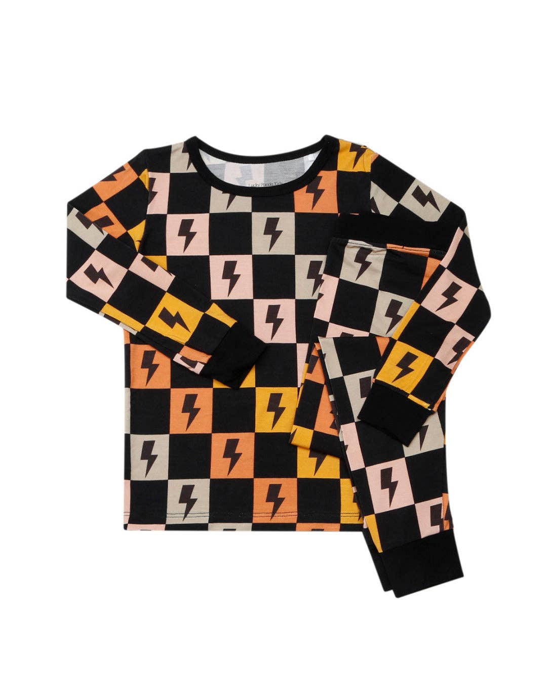 Bamboo Two Piece Kids Clothing Set | Colorful Checks & Bolts