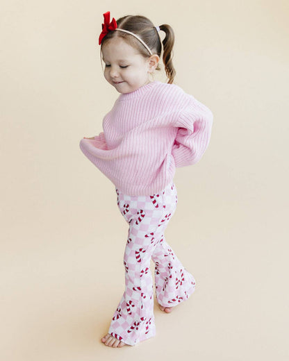 Christmas Candy Cane Kids & Baby Flare Pants | Pink