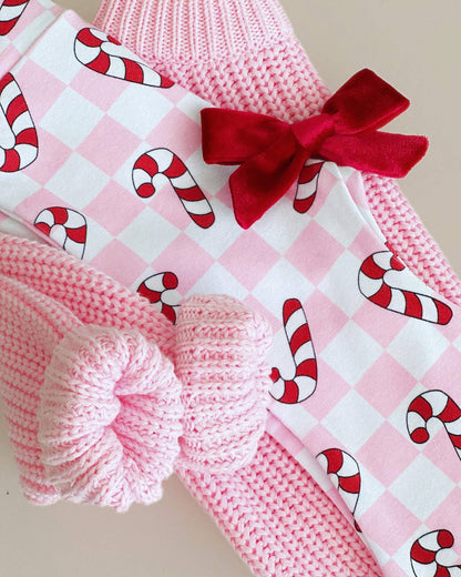 Christmas Candy Cane Kids & Baby Flare Pants | Pink