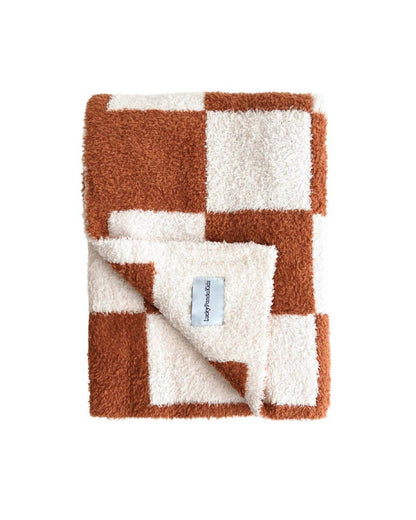 Checkered Plush Baby Kids Blanket | Copper