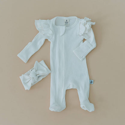 Organic Baby Zip Footie Set | Milk