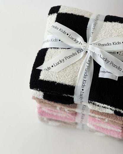 Checkered Plush Baby Blanket | Black