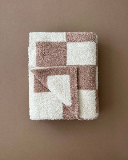 Checkered Plush Baby Blanket | Latte