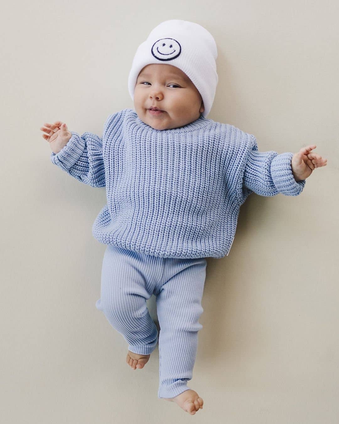 Smiley Baby Kids Beanie | White