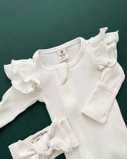 Organic Baby Zip Footie Set | Milk