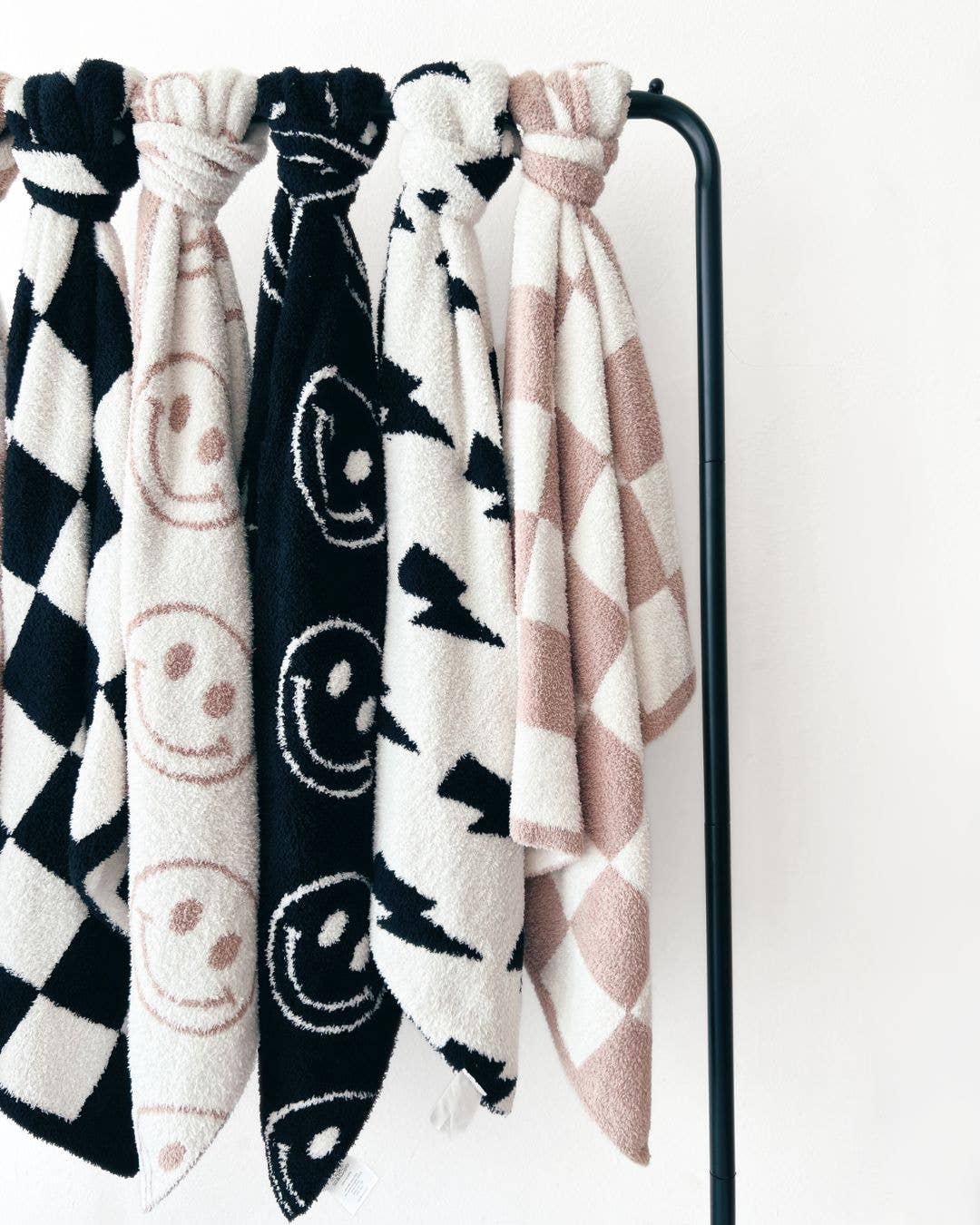 Checkered Plush Baby Blanket | Latte