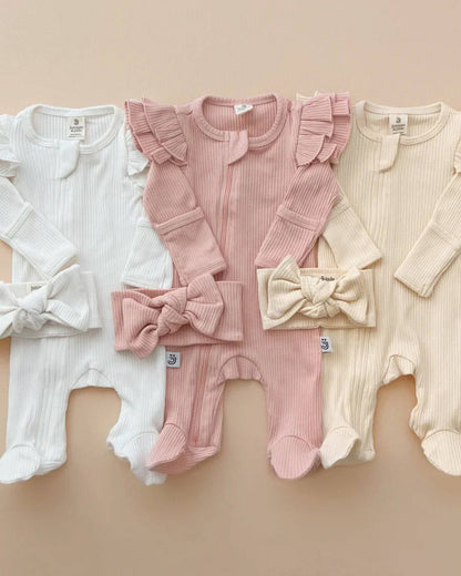 Organic Baby Zip Footie Set | Milk