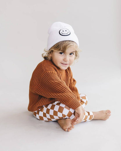 Smiley Baby Kids Beanie | White