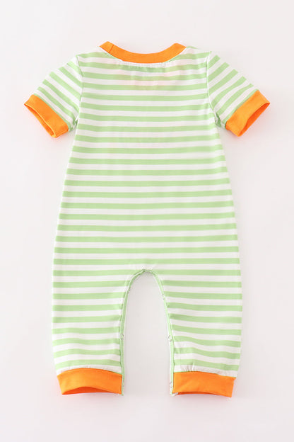 ORANGE HALLOWEEN PUMPKIN BOO APPLIQUÉ BOYS ROMPER