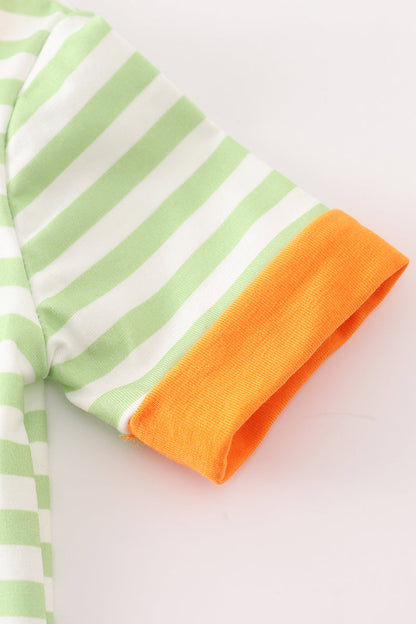 ORANGE HALLOWEEN PUMPKIN BOO APPLIQUÉ BOYS ROMPER