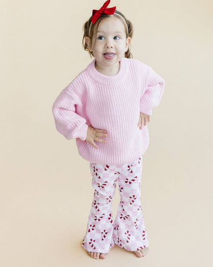 Christmas Candy Cane Kids & Baby Flare Pants | Pink