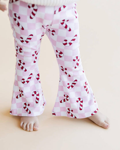 Christmas Candy Cane Kids & Baby Flare Pants | Pink