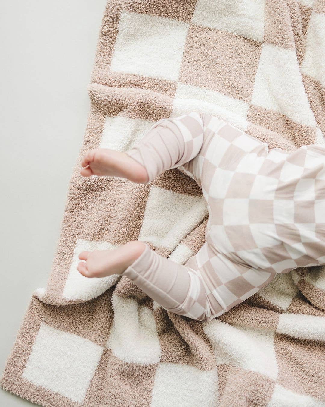 Checkered Plush Baby Blanket | Latte