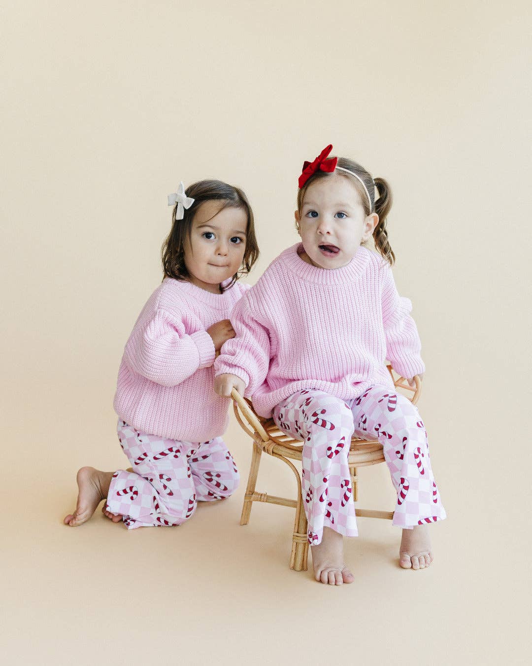 Christmas Candy Cane Kids & Baby Flare Pants | Pink